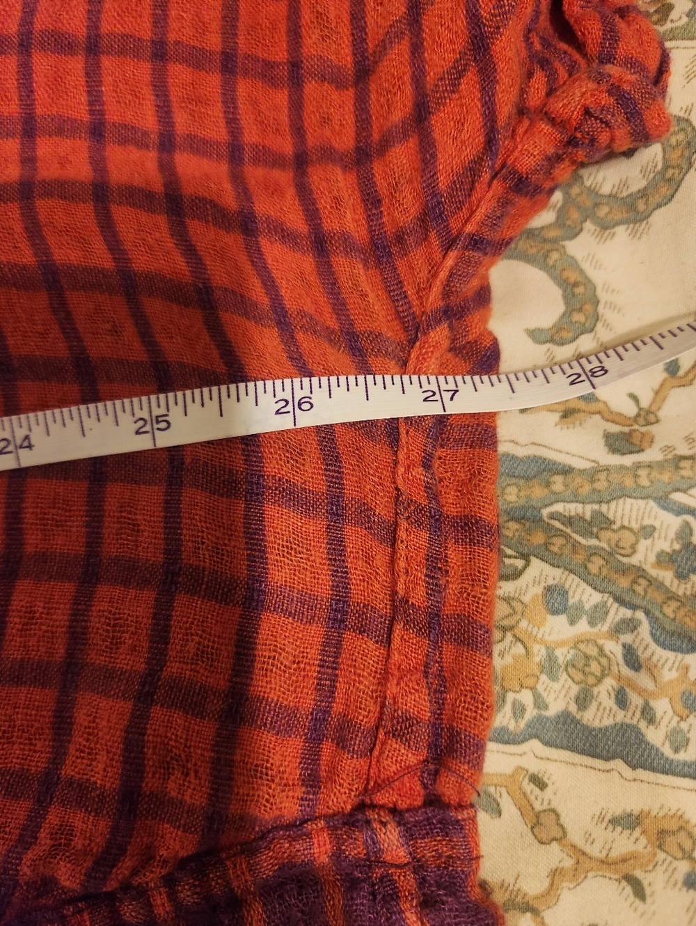 Flax Two-Tone Orange and Purple Checked Pockets Linen Midi Dress Sz. 2G B:54" - Picture 4 of 14
